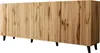 A long, light brown wooden sideboard with vertical ribbed texture sits on four black legs against a white background. Náhled obrázku produktu