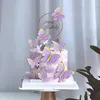 Hochwertige Lila Schmetterling 3D Cake Topper Set für Produktbild-Vorschau 3