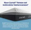 A mattress is shown from a diagonal angle, with marketing text above and below it. Produktbild-Vorschau