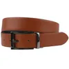 A brown leather belt with a silver buckle is shown against a white background. Anteprima dell’immagine prodotto