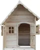 A wooden playhouse with an open door and a window. Podgląd zdjęcia produktu