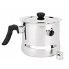 A stainless steel milk pot with a black handle and lid knob, shown on a white background. Náhled obrázku produktu