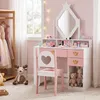 COSTWAY: Mesa de maquillaje infantil con espejo, tocador Vista previa de la imagen del producto 9