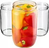 Three glass jars, one filled with colorful mini bell peppers, are arranged on a white background. Podgląd zdjęcia produktu