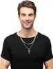 Collana uomo in acciaio inox argento/oro/nero a strati 60cm Anteprima dell’immagine prodotto 2
