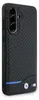 A black phone case with a carbon fiber texture and BMW branding. Produktbild-Vorschau
