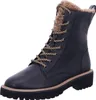 A black leather lace-up boot with a shearling lining and a thick sole, shown against a white background. Anteprima dell’immagine prodotto