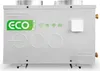 A white heat pump unit with green branding and icons. Produktbild-Vorschau
