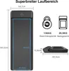 A diagram showing the dimensions and specifications of a foldable treadmill. Produktbild-Vorschau