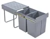 A gray built-in trash can with two compartments, shown on a white background. Podgląd zdjęcia produktu