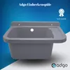 A gray sink is shown against a blue and white gradient background, with text and a quality badge. Anteprima dell’immagine prodotto