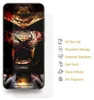 A smartphone screen protector with a graphic design is shown next to a list of its features. Produktbild-Vorschau