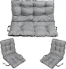Three gray cushions for a bench and chairs are displayed against a white background. Produktbild-Vorschau