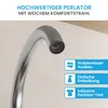 Close-up of a kitchen faucet spout with informational text boxes. Anteprima dell’immagine prodotto