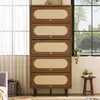 Commode haute aspect noyer avec rotin, 5 abattants, 80 x Voir les images du produit 10