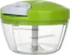 A manual food chopper with a green lid and a clear container. Náhľad obrázku produktu