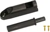 A black furniture door damper and plunger set with two screws, displayed on a white background. Produktbild-Vorschau