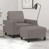 Sessel mit Hocker Taupe 60 cm Stoff Produktbild-Vorschau 2