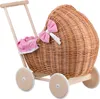 LILI Puppenwagen aus Weide - Pink 48X28 H26/47 CM Produktbild-Vorschau 6
