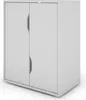 A white cabinet with two doors against a white background. Produktbild-Vorschau