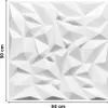A white 3D geometric wall panel with dimensions indicated. Produktbild-Vorschau