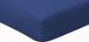 A close-up view of a blue fitted sheet, showing the corner and a fold in the fabric. Produktbild-Vorschau