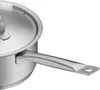 A close-up shot of a stainless steel saucepan handle and lid. Náhled obrázku produktu
