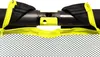 A close-up view of the connection point of a mini soccer goal net, showing the black pole, yellow connector, and black netting with yellow zippers. Produktbild-Vorschau