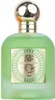 A green glass perfume bottle with a gold cap and a gold label. Produktbild-Vorschau