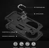 An exploded view diagram of a black phone case with labels indicating its components and features. Produktbild-Vorschau