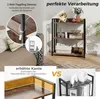 A collage of images showing a bookshelf, details of its construction, and a comparison of its features. Produktbild-Vorschau