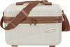 A white and brown travel toiletry bag with a shoulder strap. Anteprima dell’immagine prodotto