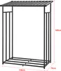A black metal firewood rack with dimensions indicated. Produktbild-Vorschau