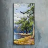 Wanduhr Bürouhr Leinwand Bild 30x60 Gemälde Fluss Wald Produktbild-Vorschau 2