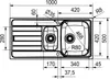 A technical drawing with dimensions of a sink. Podgląd zdjęcia produktu