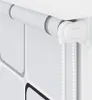 Close-up of a white roller blind mechanism and part of the blind fabric with a square pattern. Anteprima dell’immagine prodotto