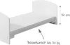 A white children's bed with a mattress, shown from a diagonal angle. Produktbild-Vorschau