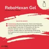 A marketing image for ReboHexan Gel, featuring product title, description, and usage instructions. Produktbild-Vorschau