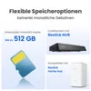 Marketing image showing storage options for a security camera system. Produktbild-Vorschau
