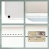 Collage of close-up shots of a white bread bin, showing details like a screw, the edge of the lid, a row of ventilation holes, and a hinge. Podgląd zdjęcia produktu