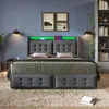 A bedroom scene featuring a modern upholstered bed with integrated lighting and storage drawers. Náhľad obrázku produktu