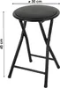 A black folding stool with dimensions indicated. Anteprima dell’immagine prodotto