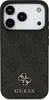 A black phone case with a repeating Guess logo pattern and a silver Guess logo and text at the bottom. Anteprima dell’immagine prodotto