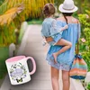 Kaffeebecher Rosa mit motivierenden Worten und Blumenrahmen Produktbild-Vorschau 3