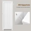 A white cabinet with a close-up inset showing a safety strap attached to the cabinet and a wall. Produktbild-Vorschau