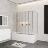 5 tlg. Faltwand  Glas Badewannenaufsatz 120x60x140cm Produktbild-Vorschau 1