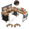 Zimilo L-Form Schreibtisch mit Steckdosen & USB, Produktbild-Vorschau 4