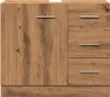 A front view of a wooden cabinet with a door on the left and three drawers on the right, set against a white background. Produktbild-Vorschau