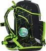 Side view of a black and green backpack with a geometric pattern. Produktbild-Vorschau