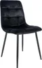 A black velvet dining chair with tufted upholstery and black metal legs, photographed against a white background. Náhľad obrázku produktu